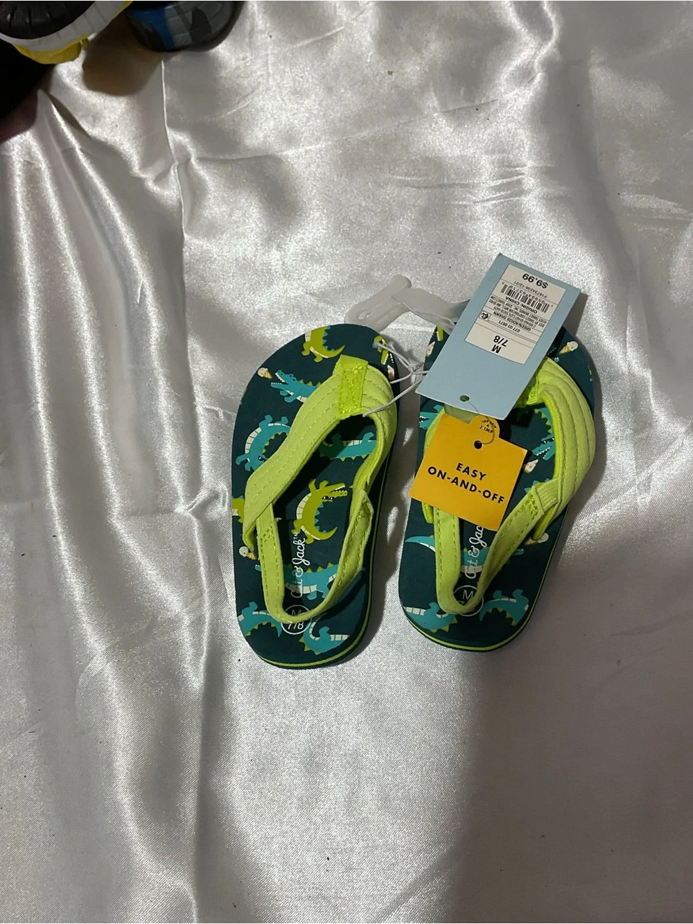 Kids Green Dinosaur Flip Flops - Easy On & Off